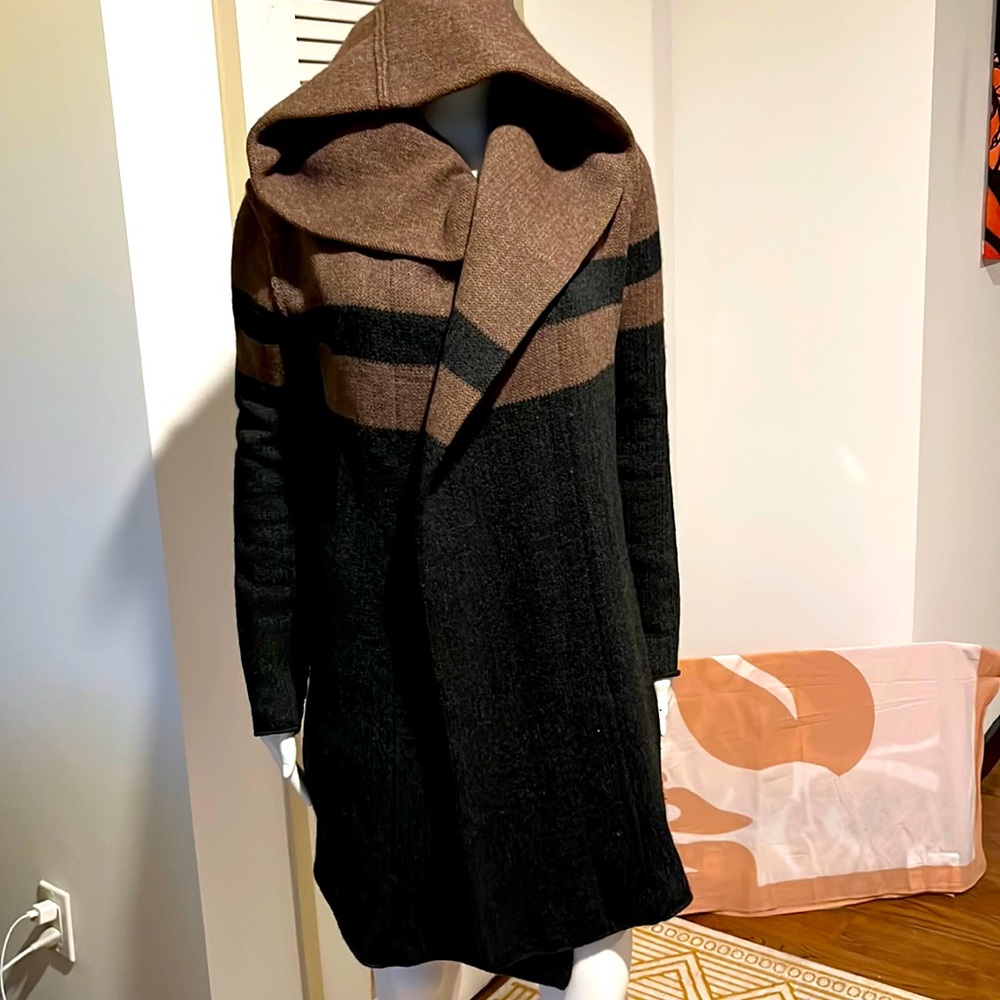 Vince Long Knitted Hooded Sweater Sz XS